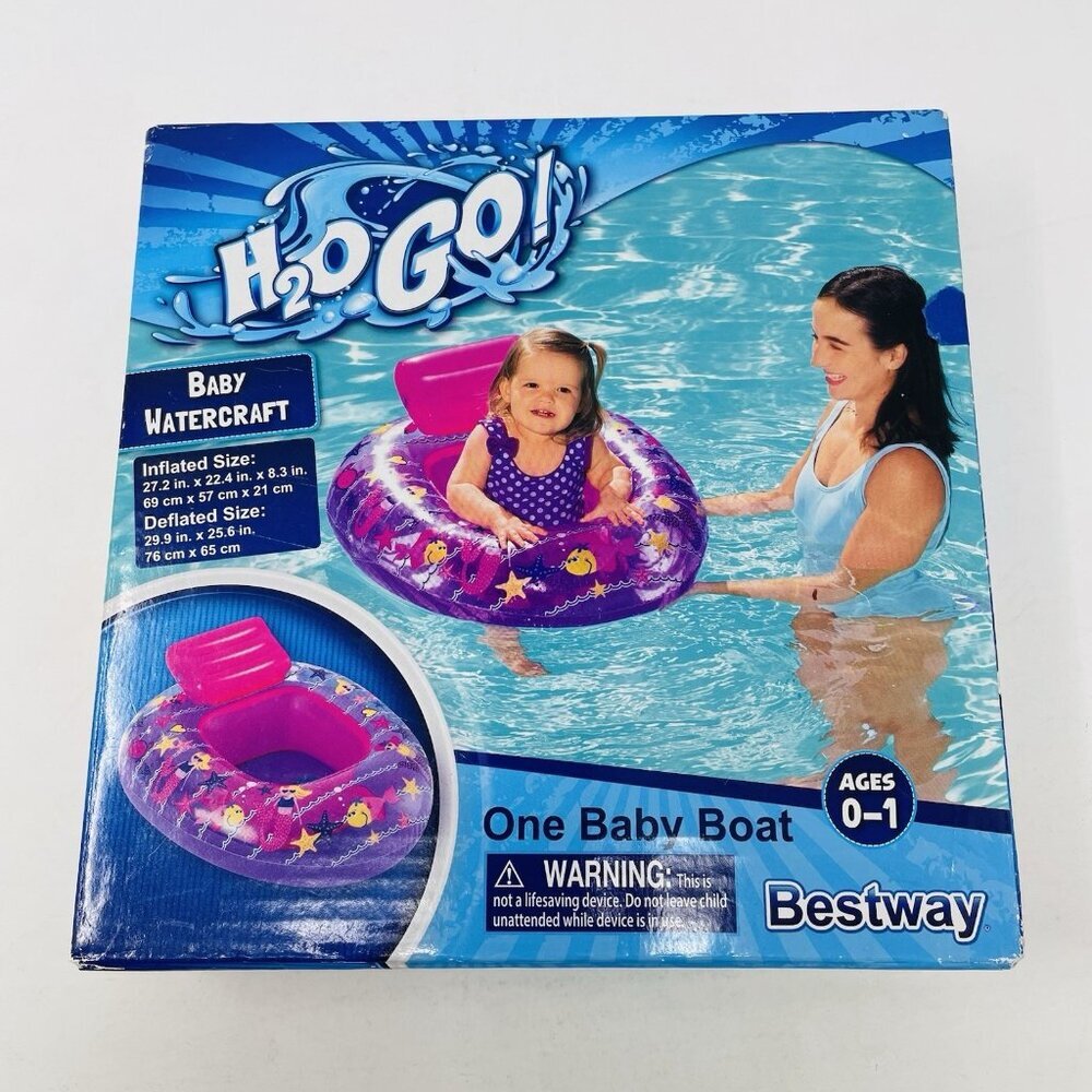 H2OGO! Bestway Ages 0-1 Inflatable Baby Boat Pool Float 27.2" x‎ 22.4"x8.3”